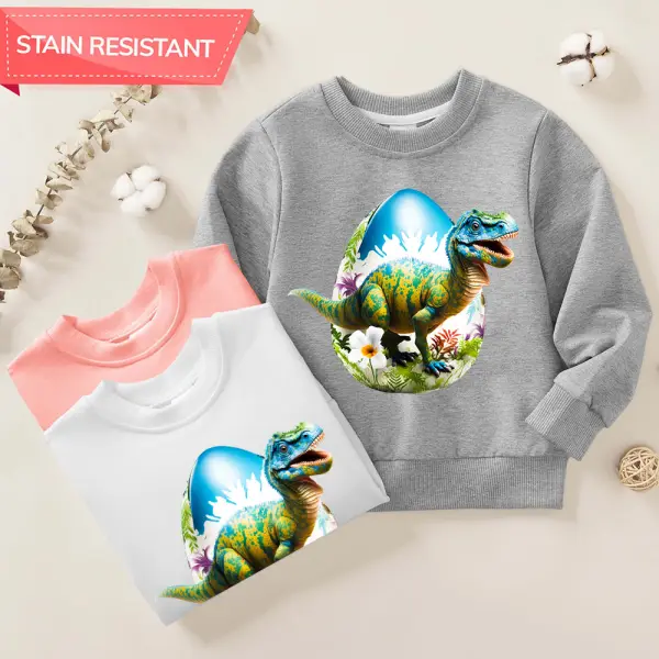 【12M-9Y】Boys Cotton Stain Resistant Dinosaur Print Long Sleeve Sweatshirt - Popopieshop.com 