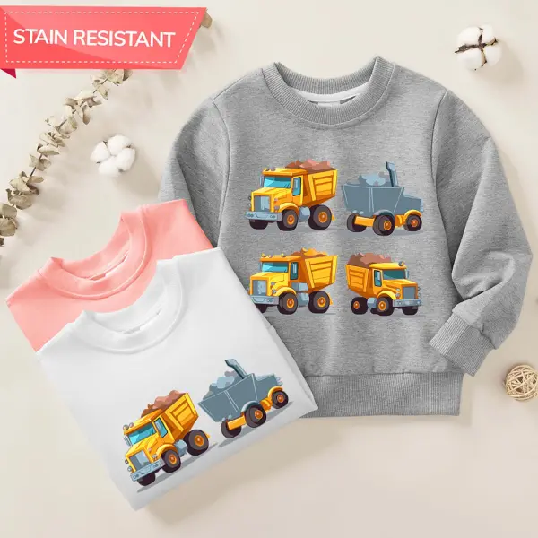 【12M-9Y】Boys Cotton Stain Resistant Dumper Truck Print Long Sleeve Sweatshirt - Popopieshop.com 