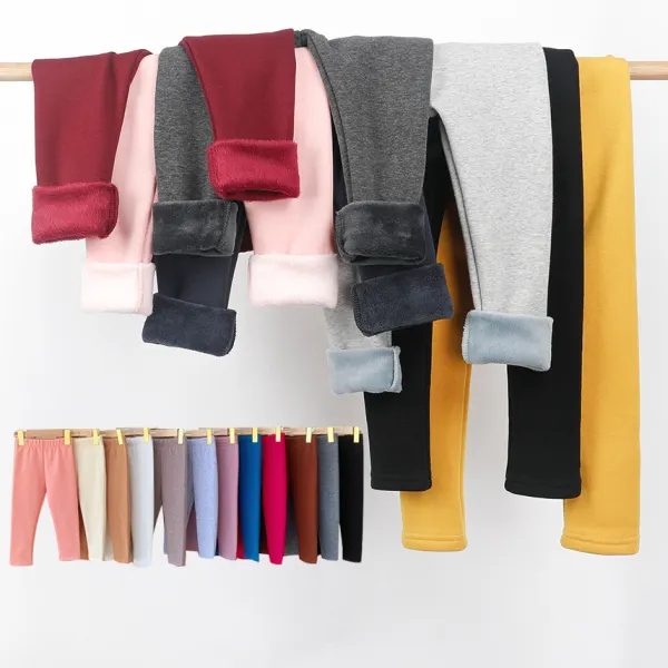 【18M-10Y】Girls Casual Solid Color Fleece Leggings - Popopieshop.com 