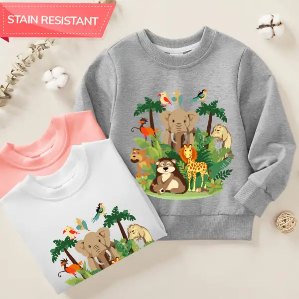 【12M-9Y】Unisex Cotton Stain Resistant Forest Animals Print Long Sleeve Sweatshirt - Popopieshop.com 