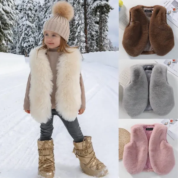 【12M-9Y】Girls Multicolor Thick Faux Fur Vest - 3180 - Popopieshop.com 