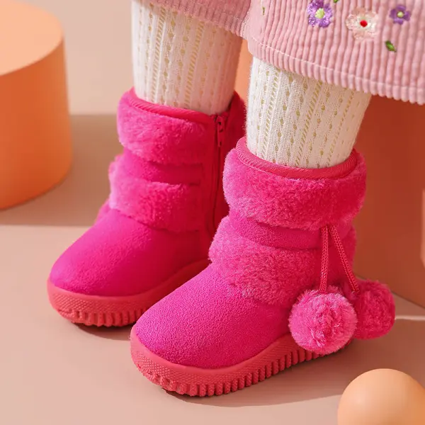 Girls Thick Grippy Pom Pom Snow Boots - Popopieshop.com 