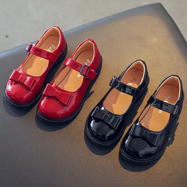 Girl Casual Fashion Soft Sole Bowknot Patent Leather Princess Shoes - Popopieshop.com 