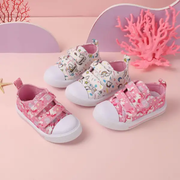 Girls Rainbow Unicorn Print Canvas Shoes - Popopieshop.com 