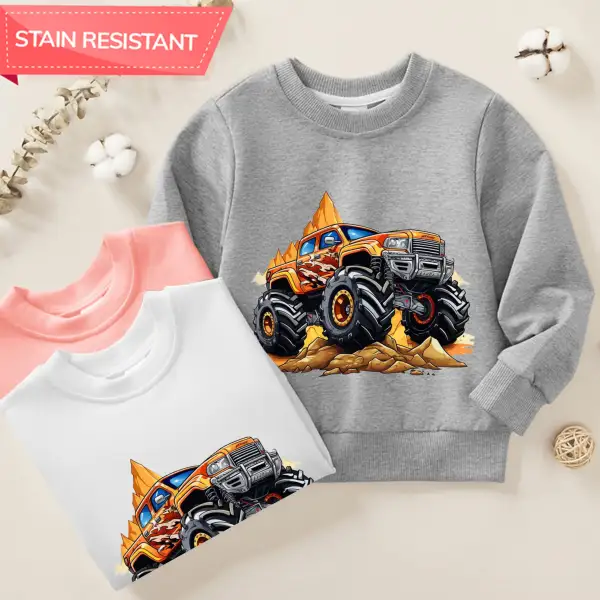 【12M-9Y】Boy Cotton Stain Resistant Off-road Vehicle Print Long Sleeve Sweatshirt - Popopieshop.com 
