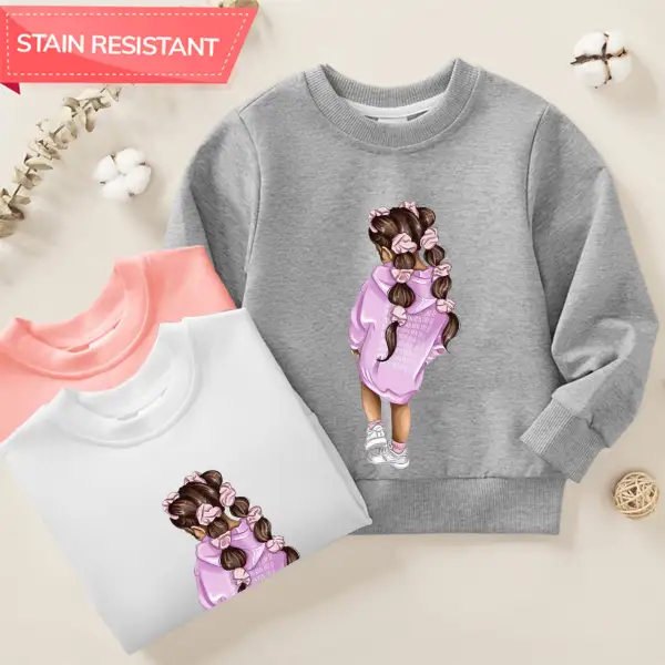 【12M-9Y】Girl Cotton Stain Resistant Cool Girl Print Long Sleeve Sweatshirt - Popopieshop.com 
