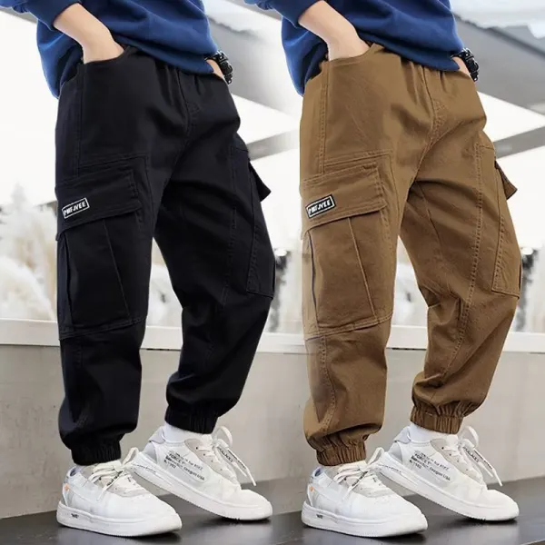 【3Y-12Y】Boys Casual Solid Color Pants - Thepopopie.com 