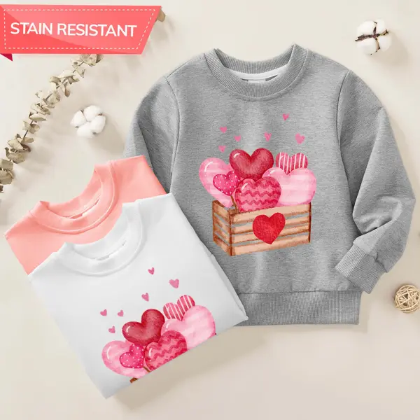 【12M-9Y】Girls Cotton Stain Resistant Heart Print Long Sleeve Sweatshirt - Popopieshop.com 