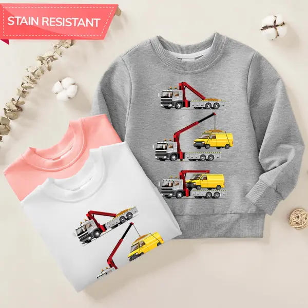 【12M-9Y】Boys Cotton Stain Resistant Truck Print Long Sleeve Sweatshirt - Popopieshop.com 