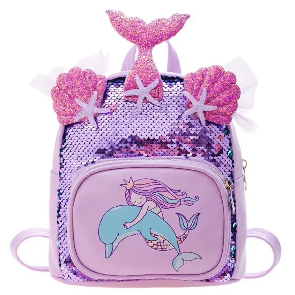 Girls Cute Mermaid Pattern Bag Sequin Schoolbag - Popopieshop.com 