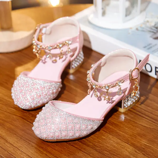 Girls Pearl Rhinestone Princess Shoes - Popopieshop.com 