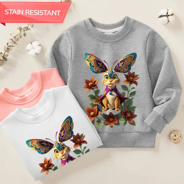 【12M-9Y】Girl Cotton Stain Resistant Cartoon Rabbit Print Long Sleeve Sweatshirt - Popopieshop.com 