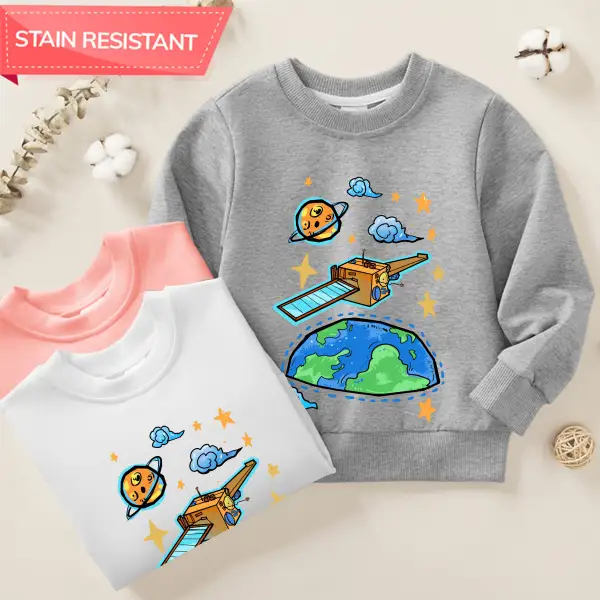 【12M-9Y】Unisex Cotton Stain Resistant Universe Starry Sky Print Long Sleeve Sweatshirt - Popopieshop.com 