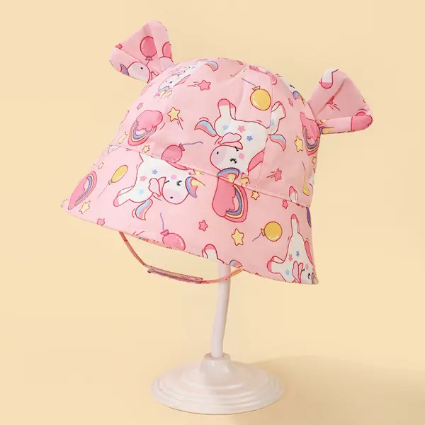 【6M-3Y】Baby Girl Cartoon Print 3D Ears Hat - Popopieshop.com 