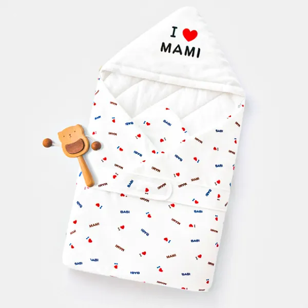 【90cm*90cm】Newborn Baby Letter Print Hooded Comforter Soft Warm Wrapper Sleeping Bag - Popopieshop.com 