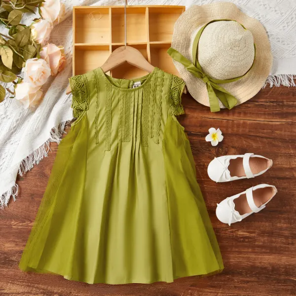 【18M-8Y】2-piece Girls Sweetheart Lace Embroidered Sleeveless Dress With Hat - Popopieshop.com 