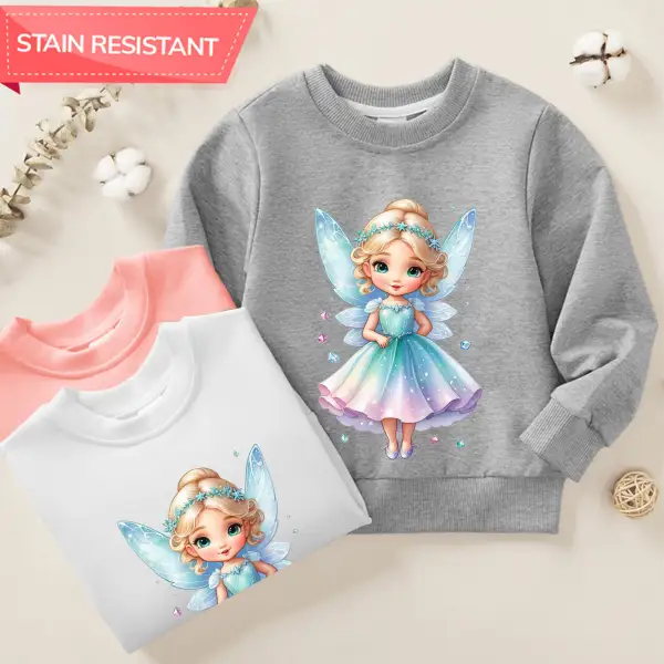 【12M-9Y】Girl Cotton Stain Resistant Elf Princess Print Long Sleeve Sweatshirt - Popopieshop.com 