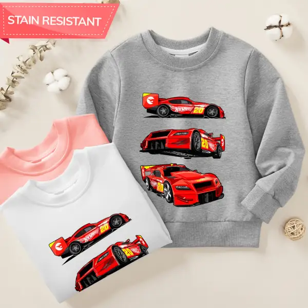 【12M-9Y】Boy Cotton Stain Resistant Super Cool Car Print Long Sleeve Sweatshirt - Popopieshop.com 