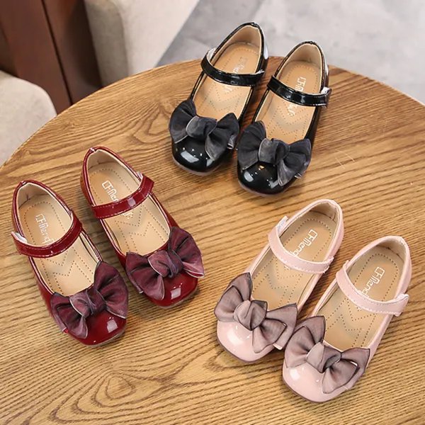 Girls Bow Leather Shoes - Popopieshop.com 