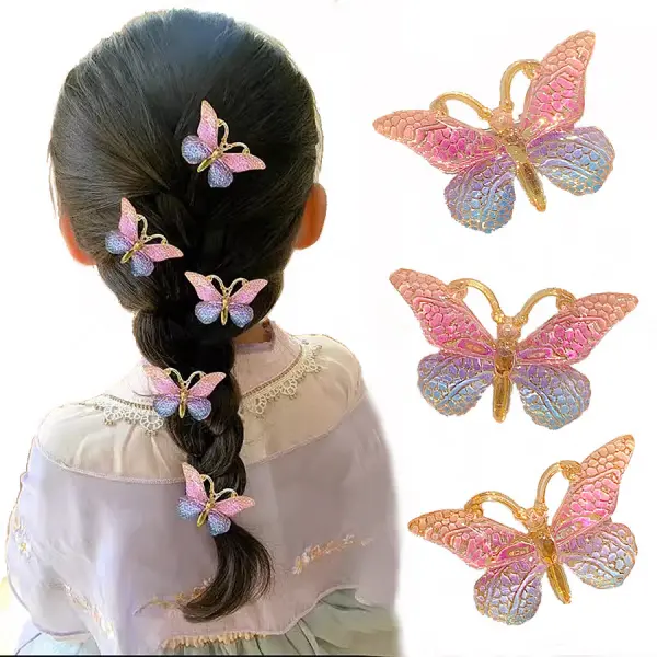 5-Piece Girl's Sweet Butterfly Hair Clip Set - Popopieshop.com 