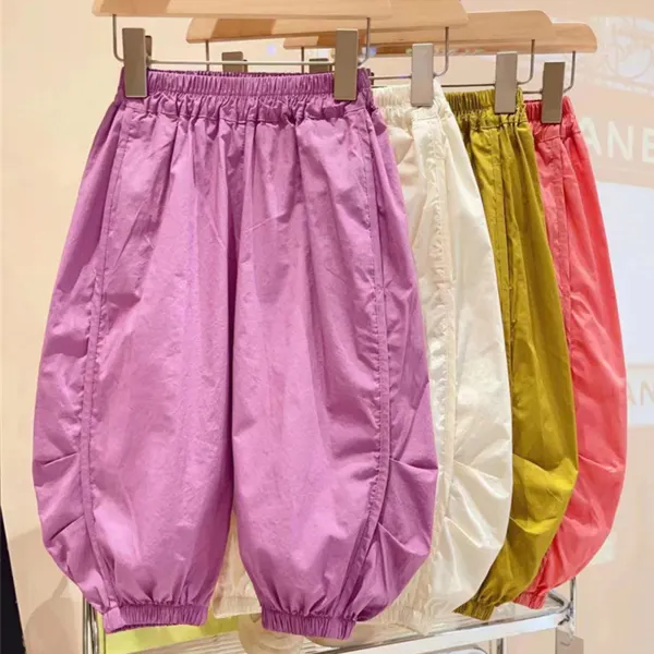 【18M-8Y】Girl Casual Fashion Solid Color Loose Cargo Pants - 016 - Popopieshop.com 