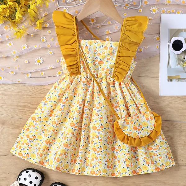 【18M-6Y】2-piece Girls Floral Sleeveless Dress With Bag - 33387 - Popopieshop.com 
