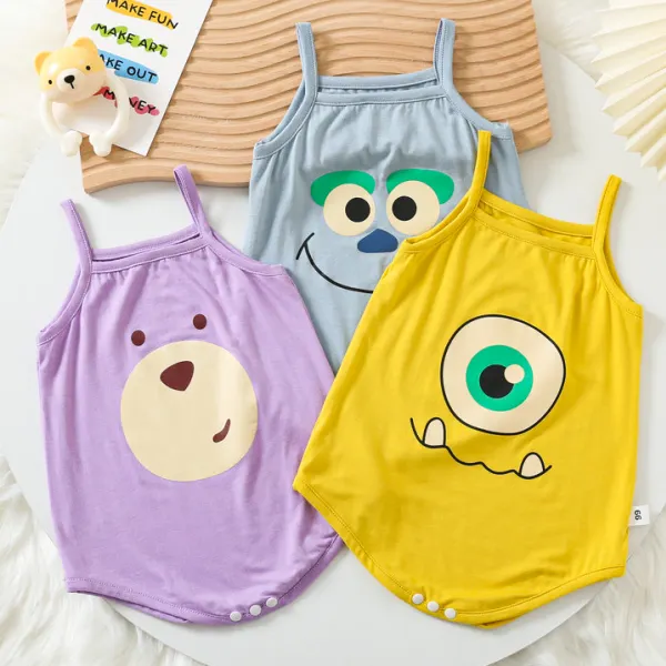【3M-24M】Baby Girl Cute Cartoon Print Halter Romper - Popopieshop.com 