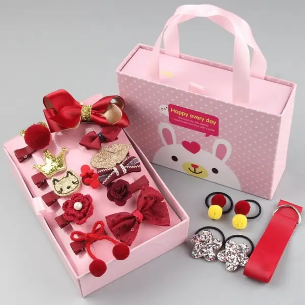 18-pack Girl Cute Hair Clips And Hair Tie Gift Box - Popopieshop.com 