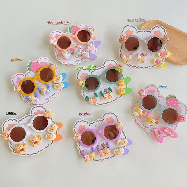 5-pack Kids Cute Funny Bear Hair Accessories And UV Protection Sunglasses - Popopieshop.com 
