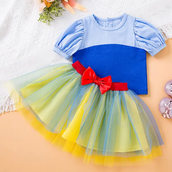 【3M-24M】2-piece Baby Girl Snow White Short Sleeve Dress And Skirt Set - Popopieshop.com 