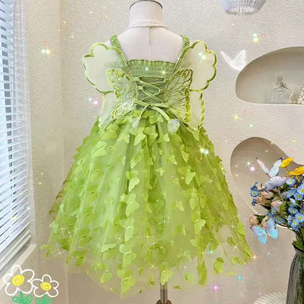 【18M-8Y】Girls Green Butterfly Sling Dress - 33472 - Popreal.com 