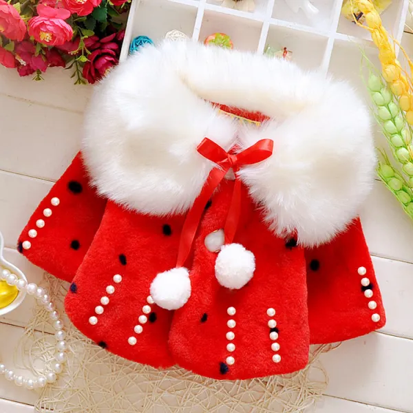 【3M-3Y】Girls Furry Cloak Cape Coat - Popopieshop.com 