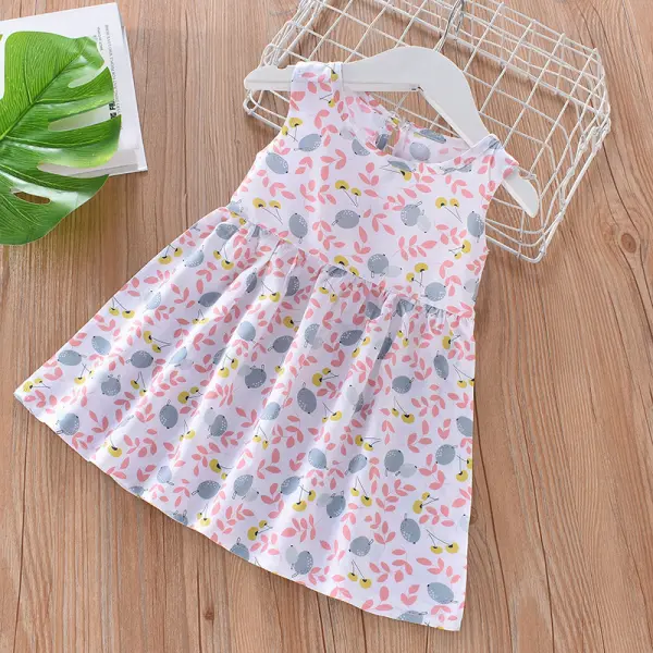 【12M-8Y】Girl Floral Fruit Print Sleeveless Dress - Popopieshop.com 