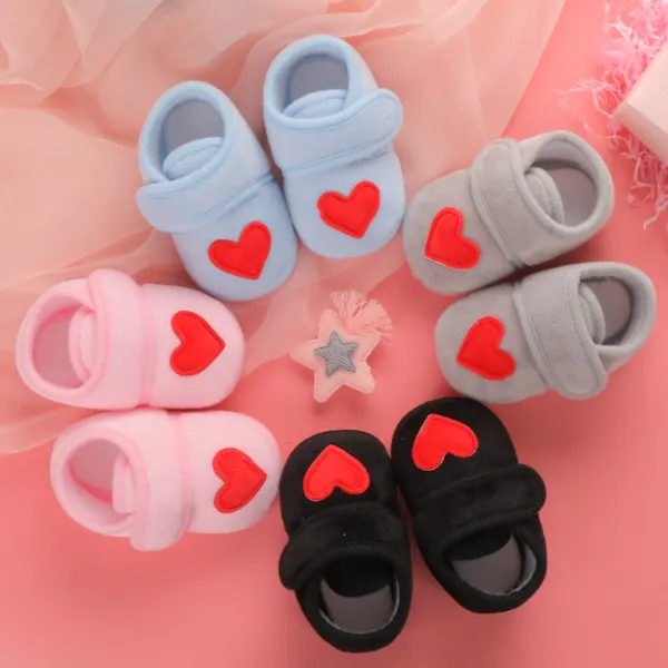 Newborn Baby Cute Heart Shape Embroidered Shoes - Popopieshop.com 
