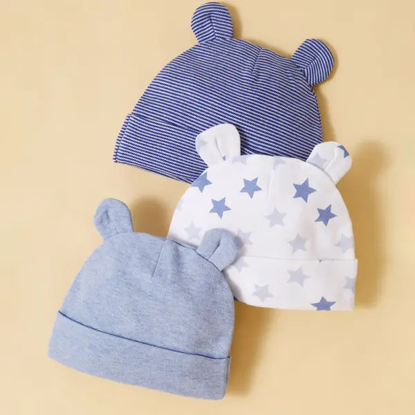 【0M-6M】3-pack Unisex Baby Cotton Hat - Popopieshop.com 