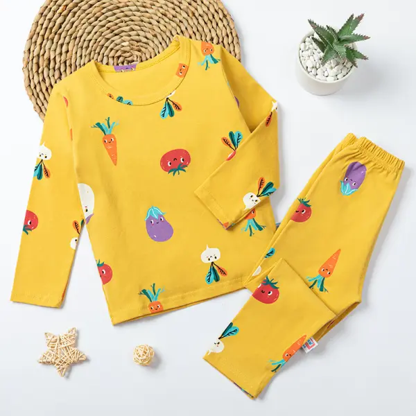 【12M-11Y】Kids Cartoon Print Round Neck Long Sleeve Pajamas Set - Popopieshop.com 