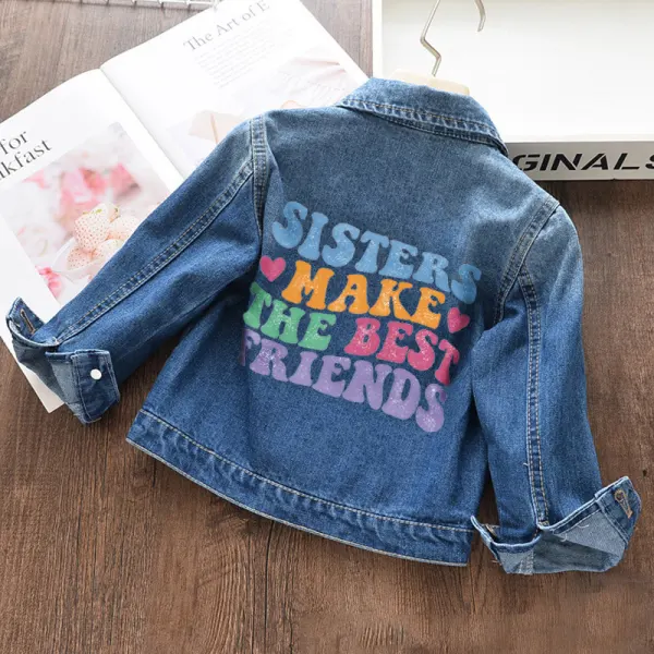 【18M-11Y】Girls Fashion Letter Print Blue Denim Jacket - Popopieshop.com 