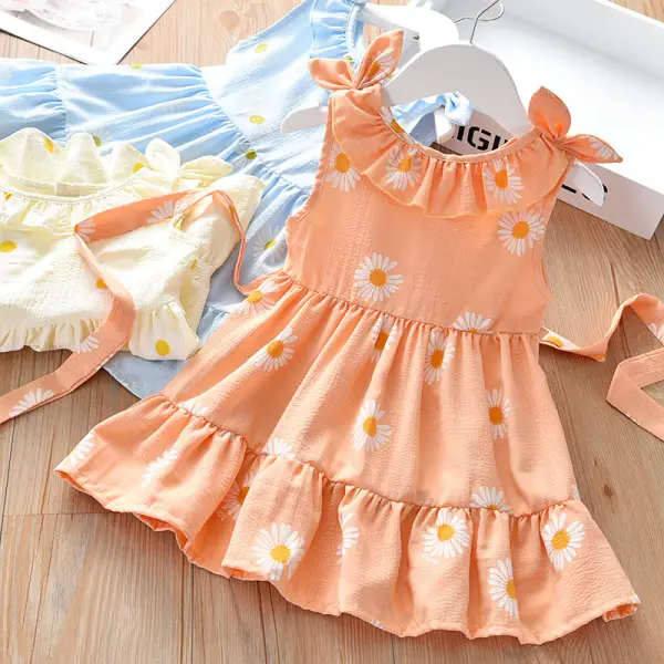 【18M-6Y】Girls Daisy Print Sleeveless Dress - 3356 - Popopieshop.com 