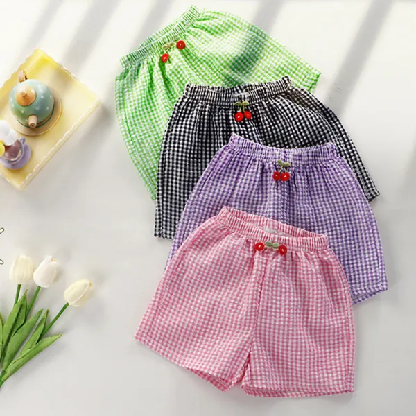 【12M-8Y】Girls Casual Fashion Plaid Multicolor Shorts - Popopieshop.com 
