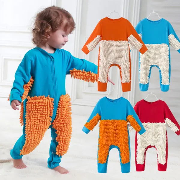 【6M-24M】Unisex Baby Fashion Cotton Knee Pads And Hip Pads Floor Mopping Jumpsuit - Popopieshop.com 