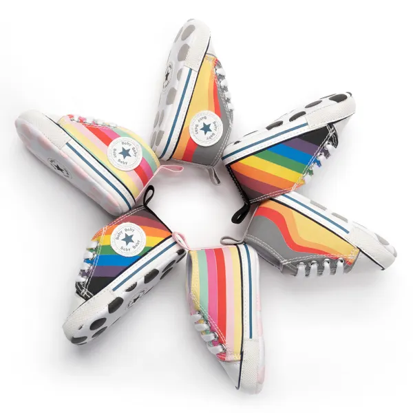 Unisex Baby Multicolor Rainbow Stripe Canvas Shoes - Popopieshop.com 