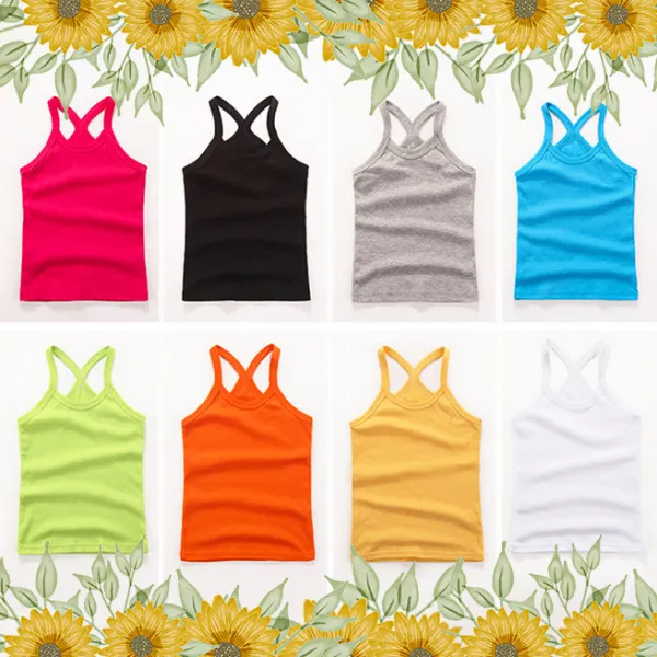 【18M-12Y】Girls Simple Solid Color Camisole Tank Top - Popopieshop.com 