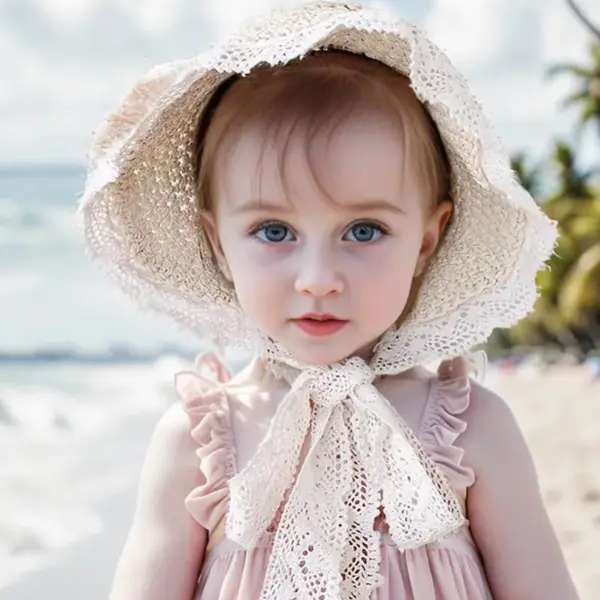 【6M-4Y】Girls Stylish Lace Straw Hat - Popopieshop.com 