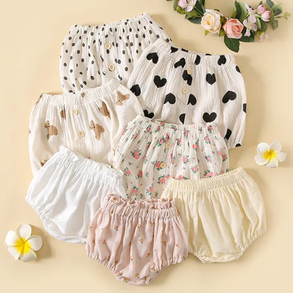 【3M-3Y】Baby Girl Cotton Multicolor Shorts - Popopieshop.com 