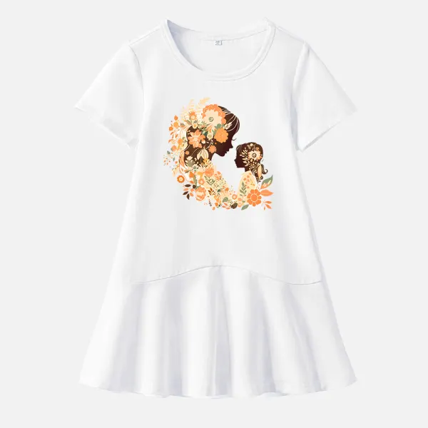 【18M-9Y】Girl Stain Resistant Cotton Mother's Day Print Short-sleeved Dress Only $16.99 - Popopieshop.com 