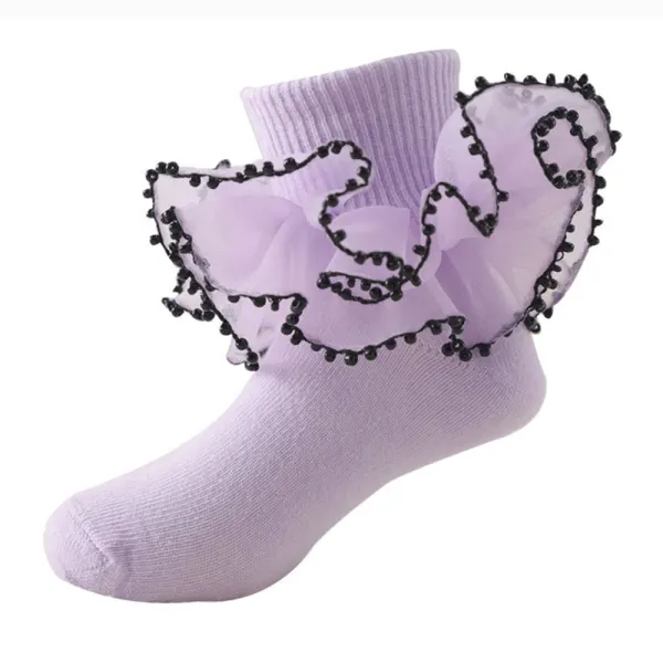 【1Y-10Y】Girls Multicolor Ruffled Cotton Socks - Popopieshop.com 