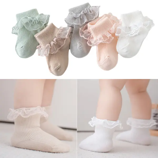 Baby Girl Cute Solid Color Lace Multicolor Socks - Popopieshop.com 