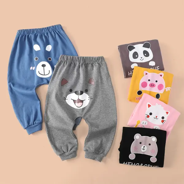 【9M-3Y】Unisex Baby Cute Cotton Cartoon Print Multicolor PP Pants - Popopieshop.com 