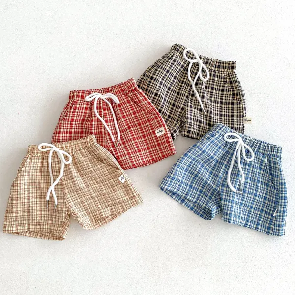 【3M-3Y】Unisex Baby Casual Plaid Breathable Shorts - Popopieshop.com 