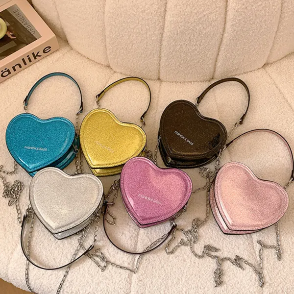 Girls Fashion Heart-shaped Glitter Hand-held Crossbody Bag - Popopieshop.com 